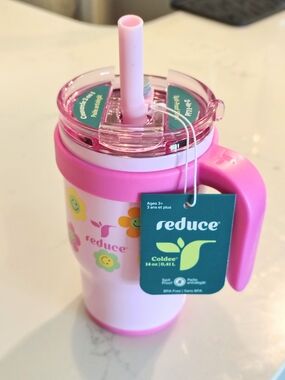Kids Pink Insulated Straw Tumbler with Handle
